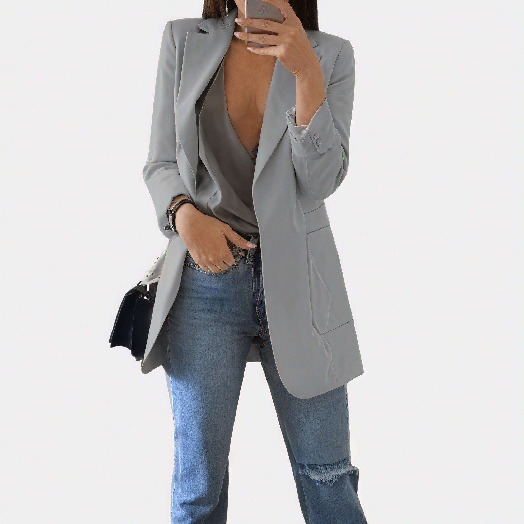 Women's Pink Blazer – Tailored Fit, Single-Button, Notched Lapels, Lightweight Polyester Cotton-60243-1e98a59f-8923-40de-b6d9-8d142b6a7dea
