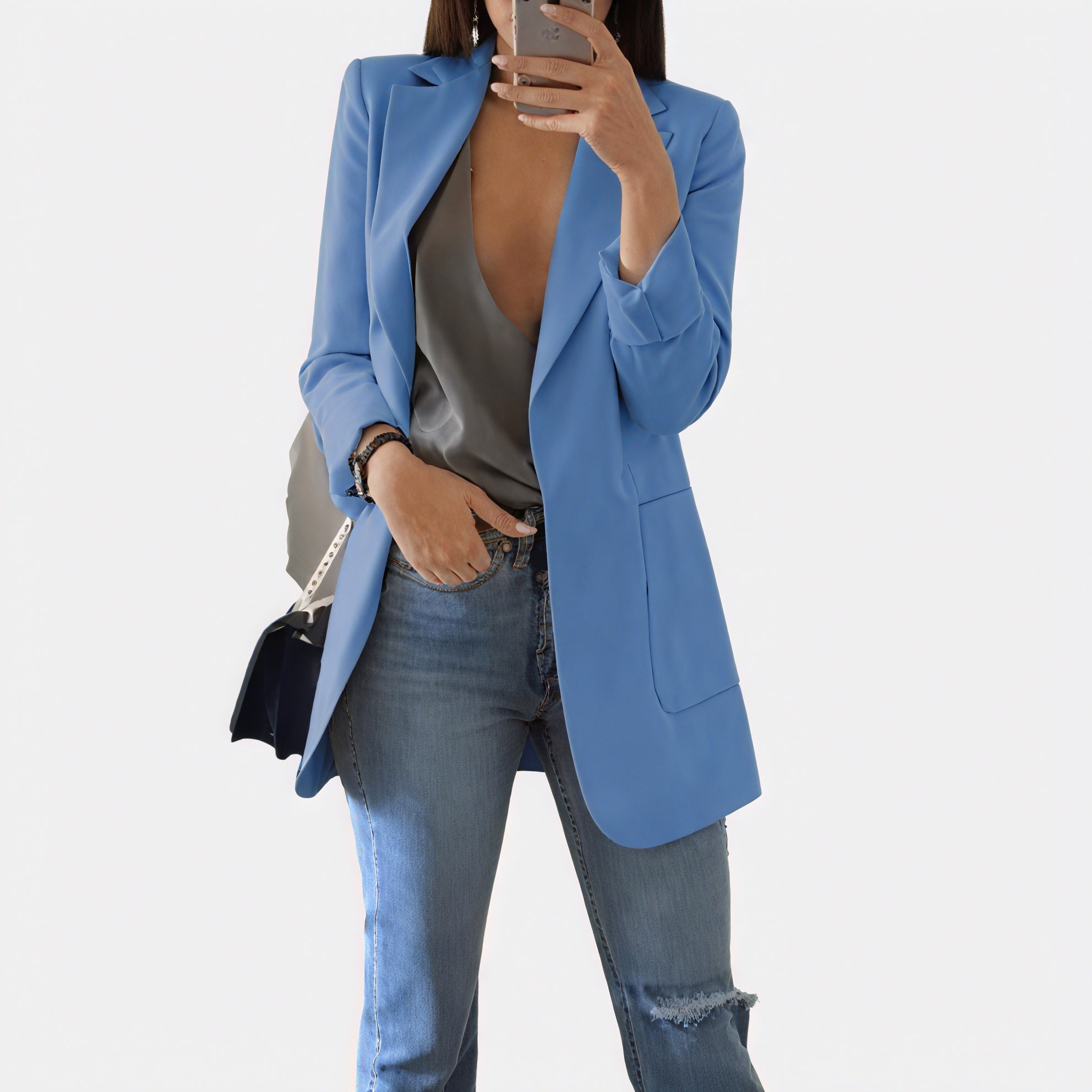 Women's Pink Blazer – Tailored Fit, Single-Button, Notched Lapels, Lightweight Polyester Cotton-60243-cdac98d7-9d25-46b4-85b6-32d0eac1bae1