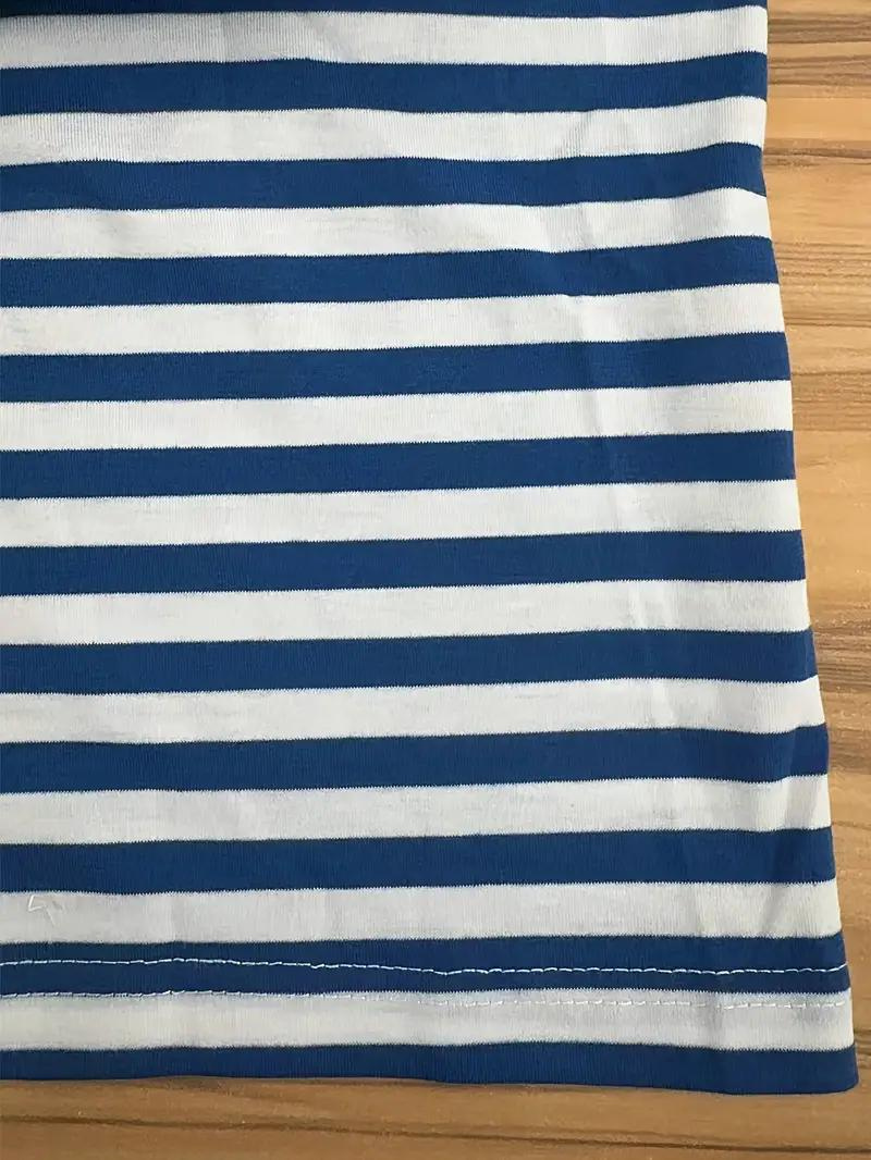 Women's Striped A-Line Short Sleeve Dress – Cotton Blend with Red Heart Appliqué, Casual-82664-65238d9d-c5a8-4409-a18e-b758b9636bc5