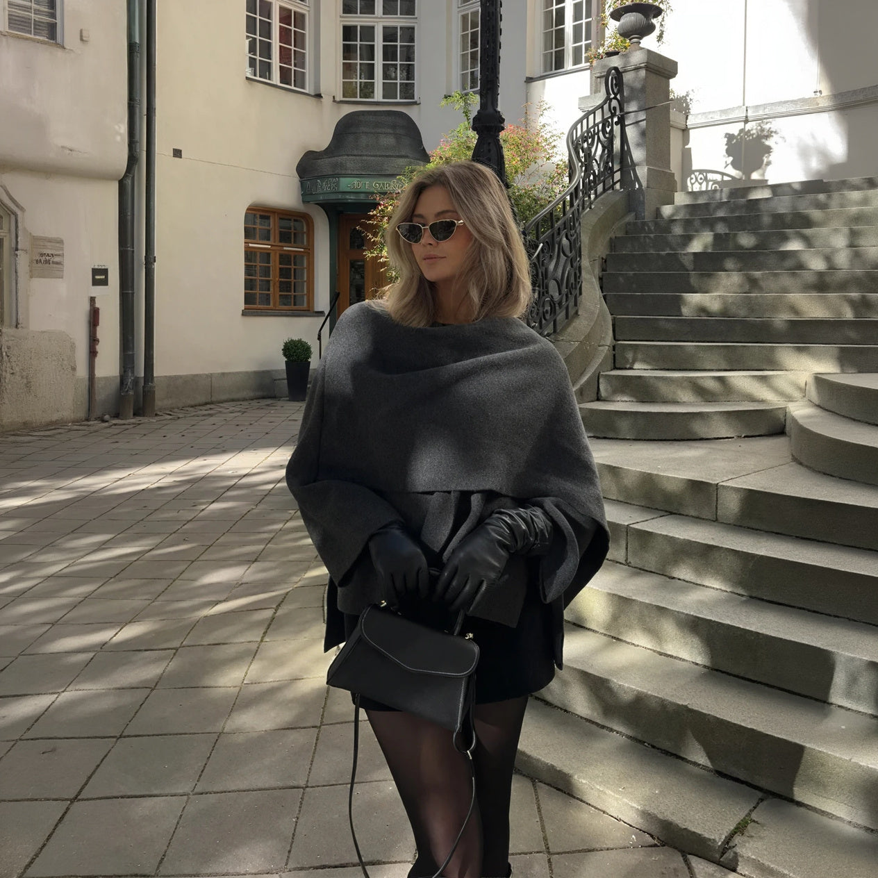 Women's Wool Blend Coat – Draped Collar, Tailored & Oversized-67008-d7ce0503-730b-41d1-b3be-c3a7234f5221