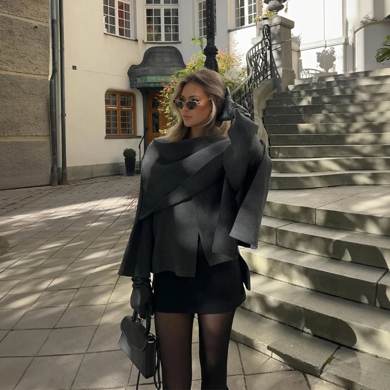 Women's Wool Blend Coat – Draped Collar, Tailored & Oversized-67008-b4fa386c-c44c-431e-8ef4-f71090483689