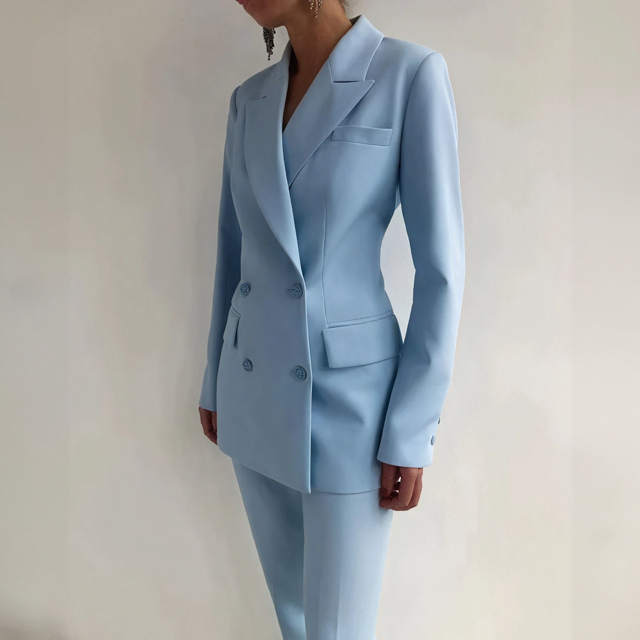 Women's Suit – Tailored Double-Breasted Blazer, Slim Fit Trousers, Smooth Polyester Blend-67647-137cb600-565b-4424-917b-5fc93628f76d