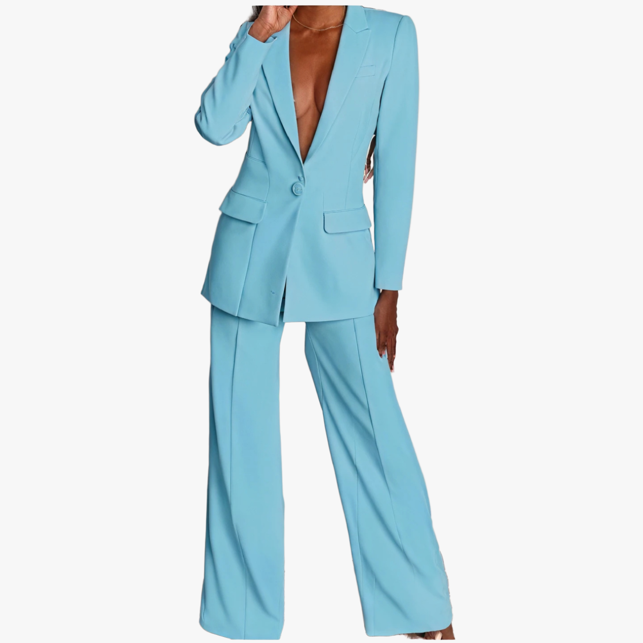 Women's Suit – Tailored Double-Breasted Blazer, Slim Fit Trousers, Smooth Polyester Blend-67647-12835139-27e4-4a80-a1d4-3c69e822787d