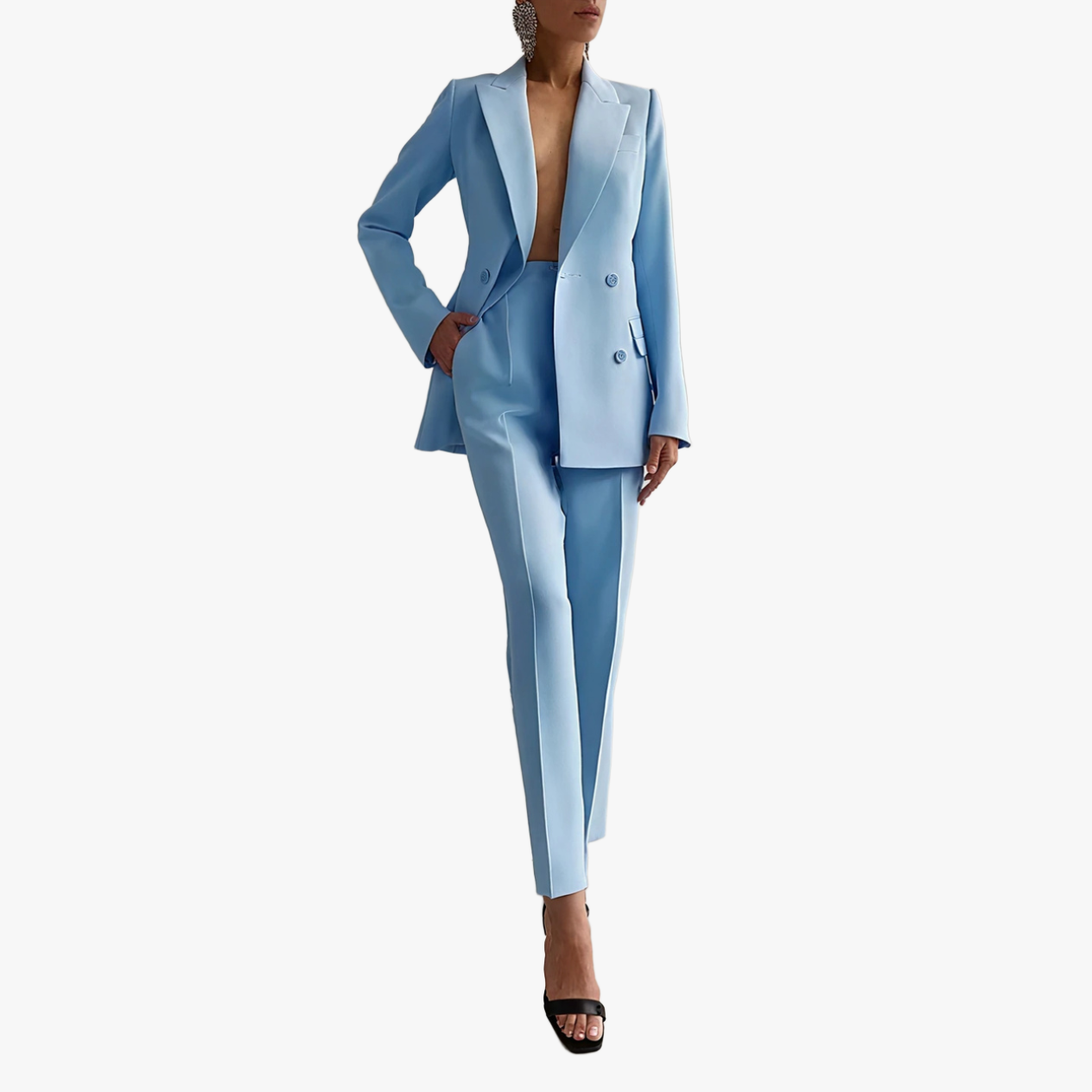 Women's Suit – Tailored Double-Breasted Blazer, Slim Fit Trousers, Smooth Polyester Blend-67647-fb80d137-2682-44eb-8a63-07cc531728da