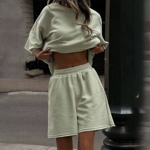 Women's White Oversized T-Shirt & Shorts Set – Cotton Blend, Dropped Shoulder-67668-d4ff48e5-c78a-4a26-aad4-48e930b6668c