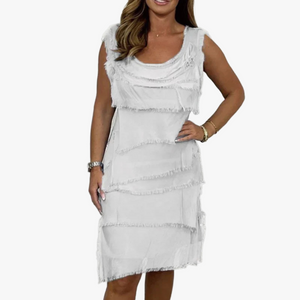 Women's Light Blue Tiered Fringe Dress, Sleeveless Knee-Length-67711-cb174352-7382-4645-8665-437f345953b7