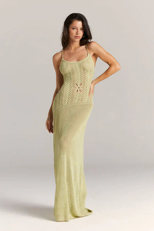 Women's Knit Maxi Dress – Floral Cutout, Spaghetti Strap-83282-695a05dd-9102-4089-9bca-789983b4669e