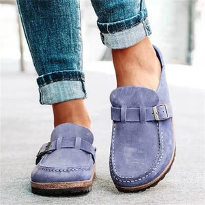 Women's Clogs – Suede Upper, Cork Sole, Adjustable Buckle, Slip-On, Casual Style-83205-6a9d2797-1424-45bd-ac42-91b1855bfadb