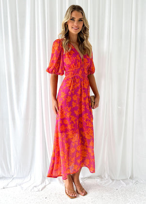 Women's Floral Maxi Dress – V-Neck, Short Sleeve, Flowy Silhouette, Sydney Wardrobe-83294-6d3d8879-f82a-46e0-ae8f-2ae8238d0da3