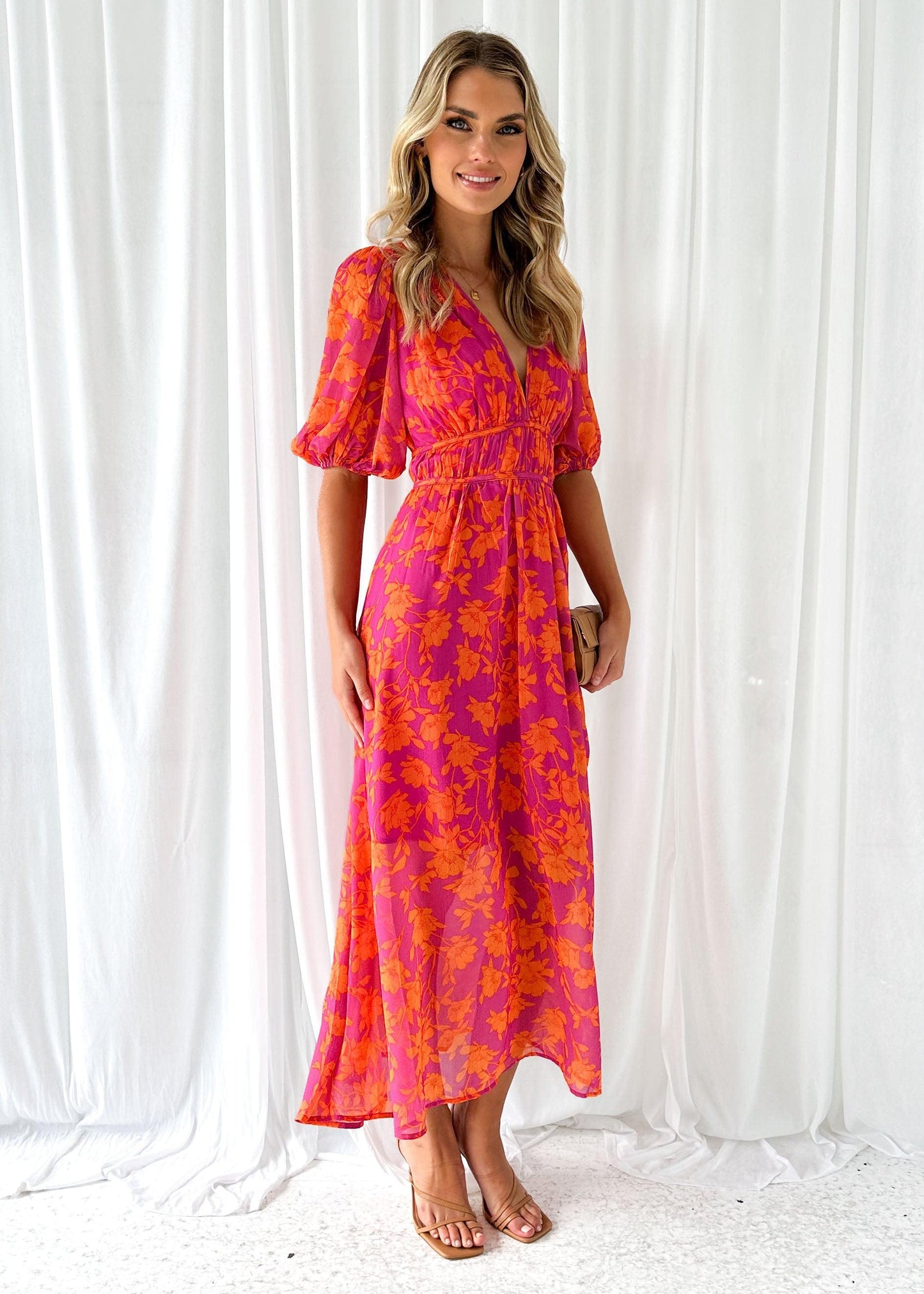 Women's Floral Maxi Dress – V-Neck, Short Sleeve, Flowy Silhouette, Sydney Wardrobe-83294-6d3d8879-f82a-46e0-ae8f-2ae8238d0da3