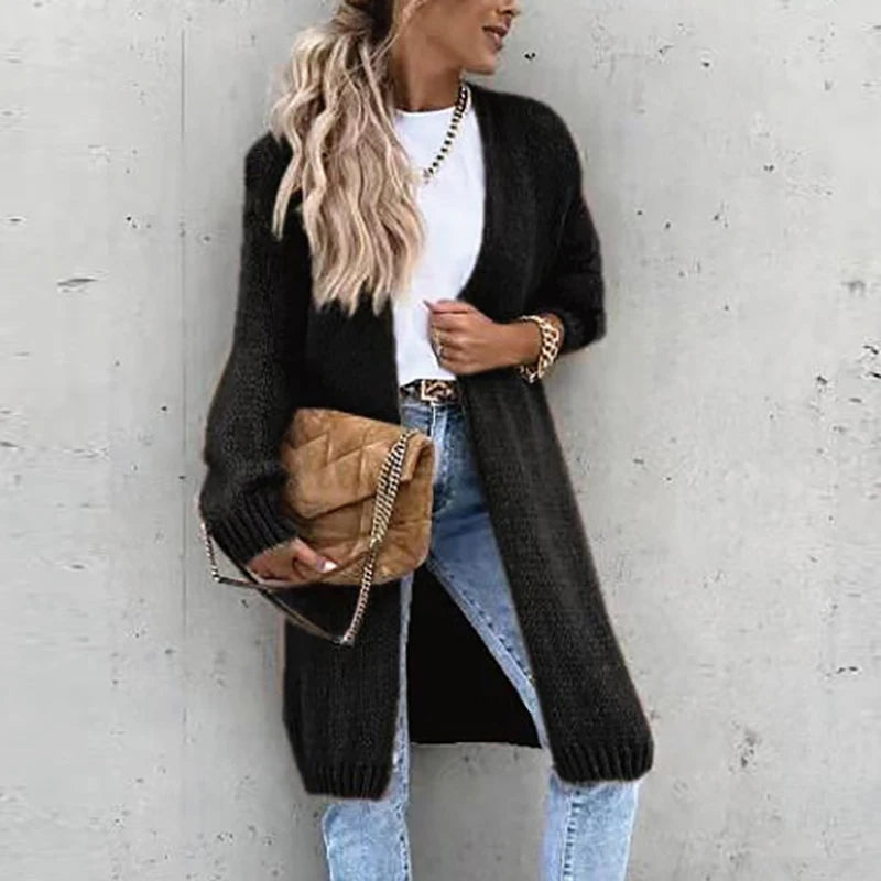 Women's Longline Cardigan – Open Front, Ribbed Knit, Sydney Wardrobe-74479-6e459ae3-77a4-4f1b-a1fa-ea2bf703dc86