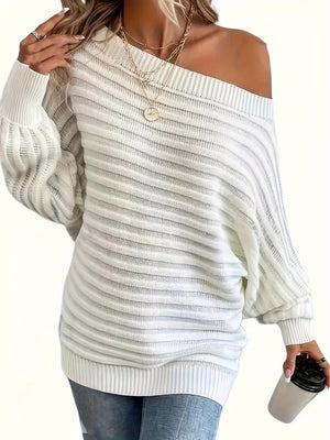 Women's Ribbed Off-Shoulder Knit Dress – Long Sleeve, Elegant Style, Sydney Wardrobe-74368-739ca310-62d7-4e5d-b92e-ff6125bc5865