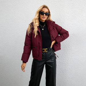 Women's Cropped Puffer Jacket – Quilted, Water-Resistant, High Collar, Synthetic-65207-73dc7695-c6ab-4bff-b8b8-a32fc35f42db