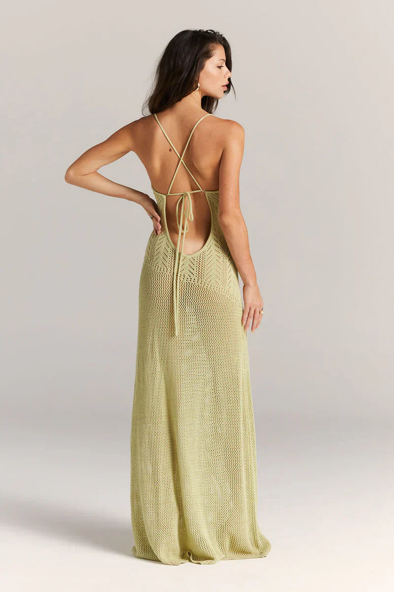 Women's Knit Maxi Dress – Floral Cutout, Spaghetti Strap-83282-762c1fb4-059f-4e9e-9446-7159ed5b2a38