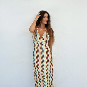 Women's Knit Halter Maxi Dress – Multicolor, Open Back, Bohemian Style, Sydney Wardrobe-76726-20ba2ebb-97c5-4e4b-b215-b5b6efe7cbf1