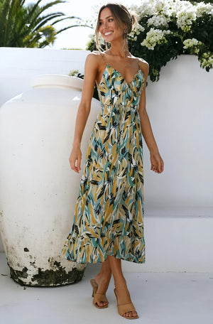 Women's Abstract Print V-Neck Dress – Flowy, Multi-colored, Polyester-77079-bbbd4f84-1e7c-4d5e-ba55-925763f6fd2e