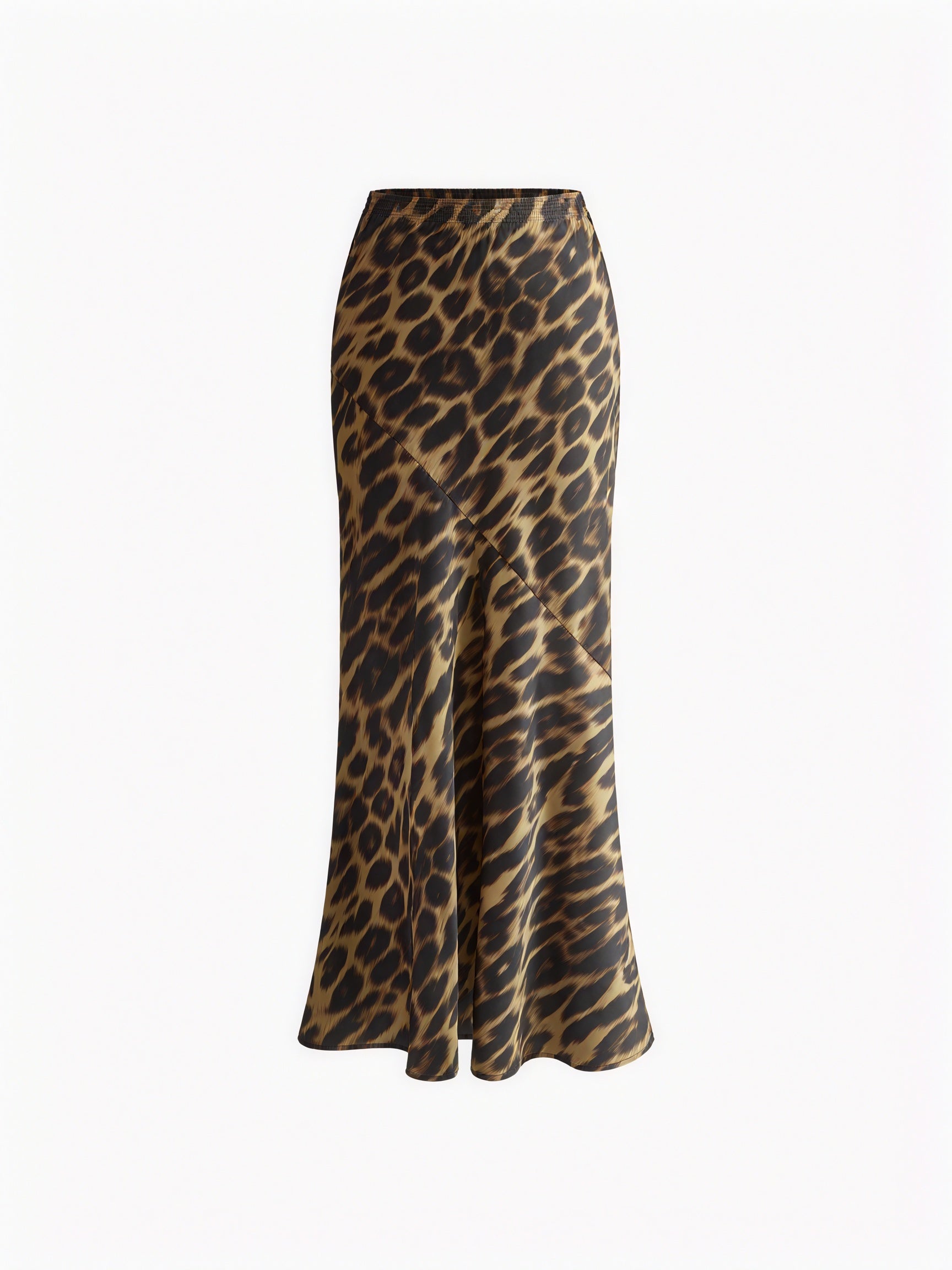 Women's Maxi Skirt – Brown Leopard Print High-Waisted Flowing Polyester-77142-22e86d85-7fb7-4cdf-8adb-58562c99c476