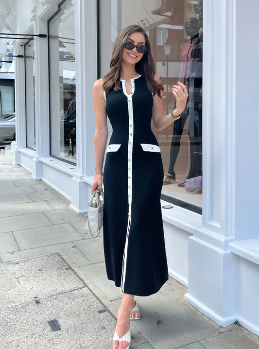 Women's Sleeveless Midi Dress – Ribbed Knit, Button Front, Tailored Fit-77153-b910432a-22fa-4321-98dd-6ceb458f00a9