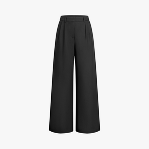 Women's High-Waisted Wide-Leg Trousers with Belt – Tailored Fit Polyester Cotton Black White Beige-77202-4f0b2a27-27bf-4b42-aaa4-001812d92b7c