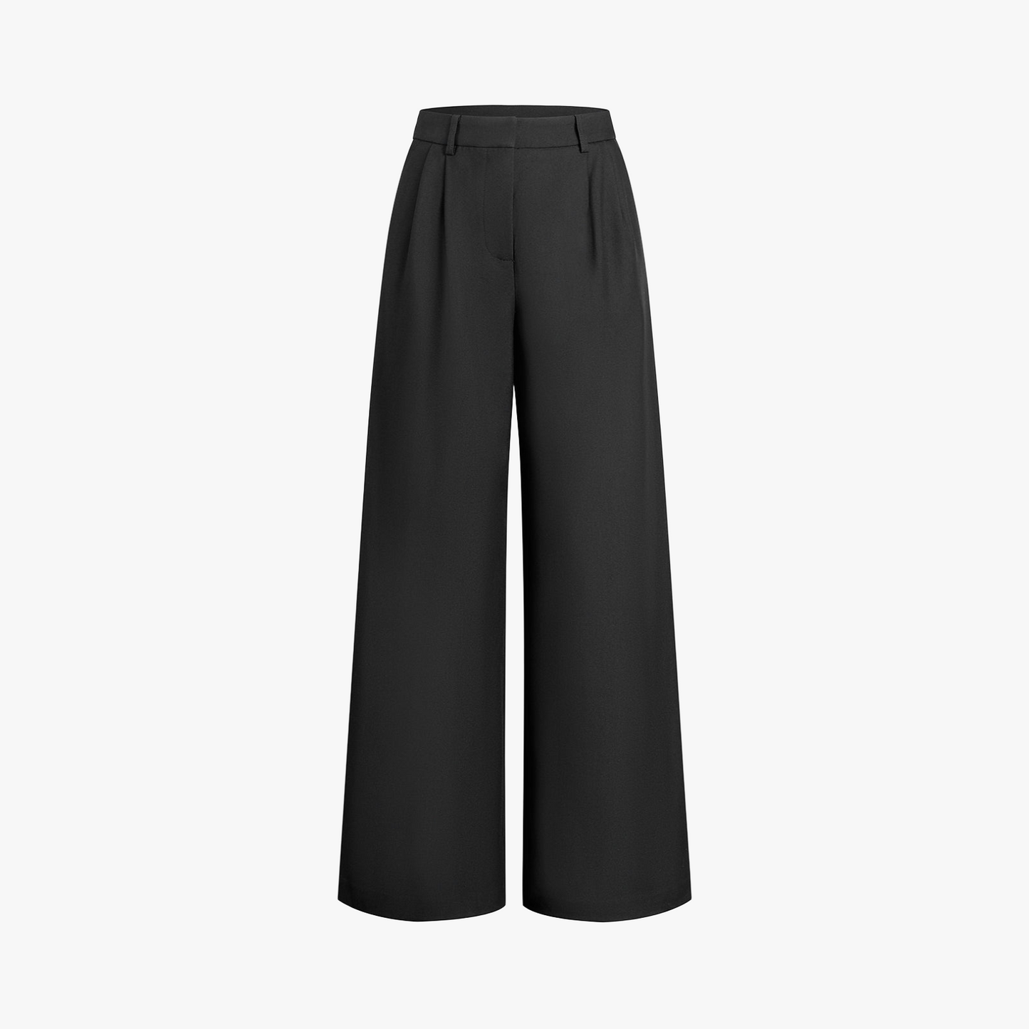 Women's High-Waisted Wide-Leg Trousers with Belt – Tailored Fit Polyester Cotton Black White Beige-77202-4f0b2a27-27bf-4b42-aaa4-001812d92b7c