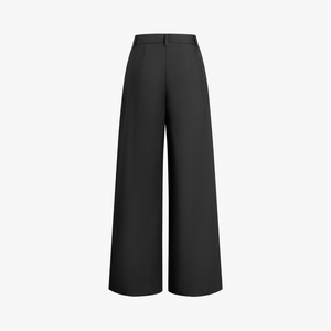 Women's High-Waisted Wide-Leg Trousers with Belt – Tailored Fit Polyester Cotton Black White Beige-77202-1ef6facc-899d-48f4-9244-0b6d1802f9b5