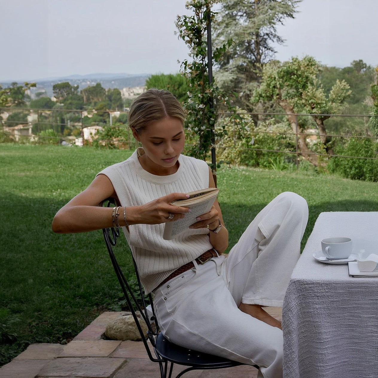 Women's Ribbed Knit Sleeveless Top – High Neck, Cropped, Cotton Blend, Black/Cream-77206-7a2a7b9d-5ab7-45ab-ab93-b45fe7c91f0f