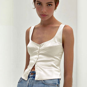 Women's Beige Cotton Polyester Top – Square Neck, Button-Down, Fitted-77223-d05663ec-6ca1-4ab7-9400-f07432e9af02