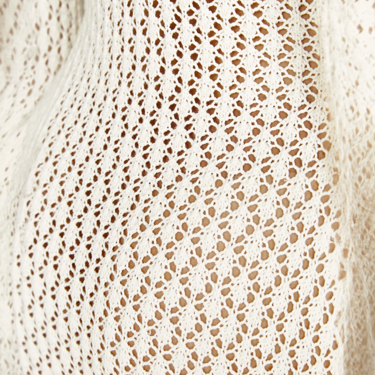 Women's Maxi Dress – Creamy White Open Weave V-Neck Long Sleeve Lightweight-77229-a0fdb6cc-bab5-4644-b78a-1d7916f226d8