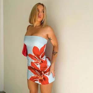 Women's Mini Dress – Strapless Fitted, Bold Floral Print, Polyester, Sydney Wardrobe-77233-6ea0180c-1b56-4359-9e4f-cde521d430c2