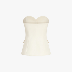 Women's Strapless Suit – Sweetheart Neckline, Wide-Leg Trousers, Button Detail, Lightweight Fabric-77234-61b45486-3afe-43b2-a6ab-152537b8fa08