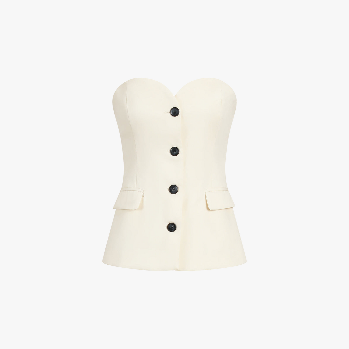 Women's Strapless Suit – Sweetheart Neckline, Wide-Leg Trousers, Button Detail, Lightweight Fabric-77234-569bfa2e-1487-4960-9e38-066e189ea3e1