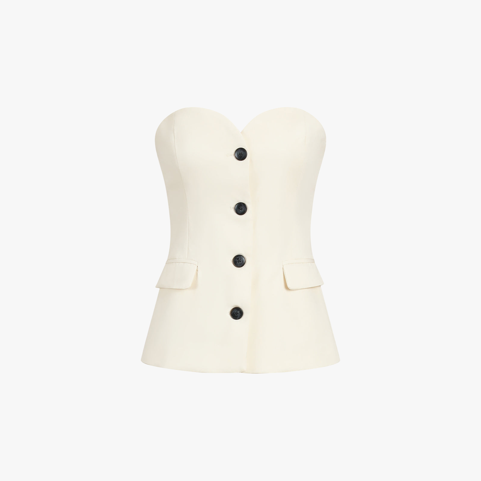 Women's Strapless Suit – Sweetheart Neckline, Wide-Leg Trousers, Button Detail, Lightweight Fabric-77234-569bfa2e-1487-4960-9e38-066e189ea3e1