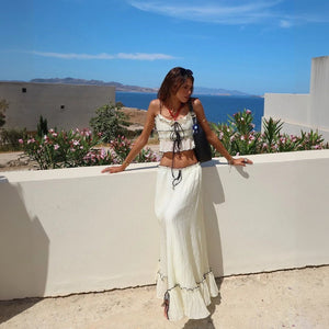 Women's Two-Piece Ruffled Set – Adjustable Tie Top, Lightweight Cotton Blend-77271-9f0e2ff1-67af-48a5-a19f-4e7872141653