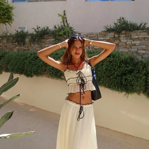 Women's Two-Piece Ruffled Set – Adjustable Tie Top, Lightweight Cotton Blend-77271-3abede6f-32dc-422d-ad2c-faaced68aff9