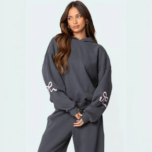 Women's Gray Oversized Hoodie & Sweatpants Set – Cotton Blend Athleisure with Decorative Sleeves-77871-385b9b4e-b89b-4ef3-a8f7-578306474805