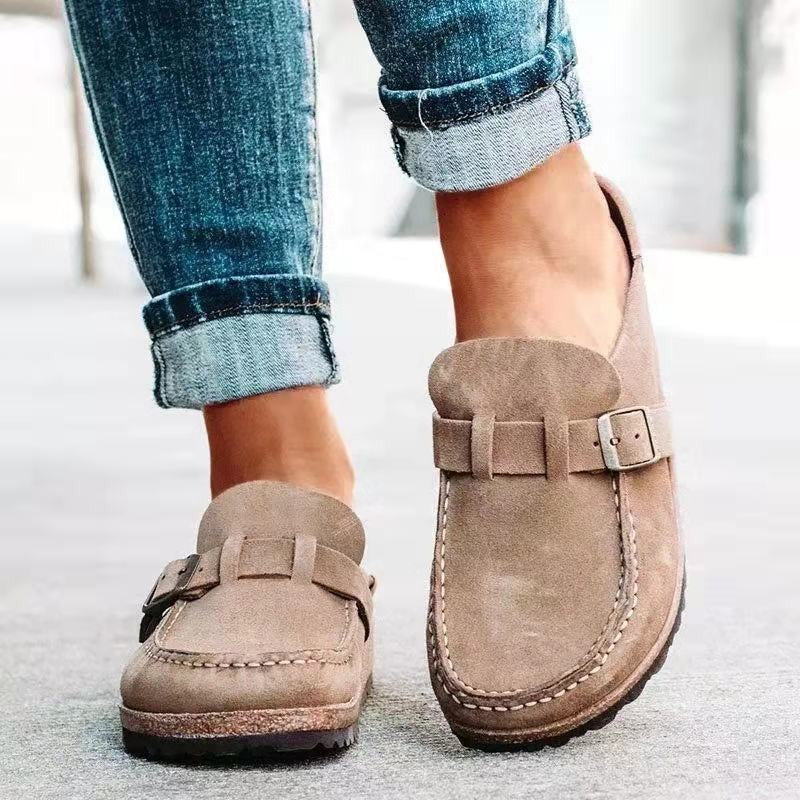 Women's Clogs – Suede Upper, Cork Sole, Adjustable Buckle, Slip-On, Casual Style-83205-77c6a4a8-2272-4287-b5a2-c429a84b280e