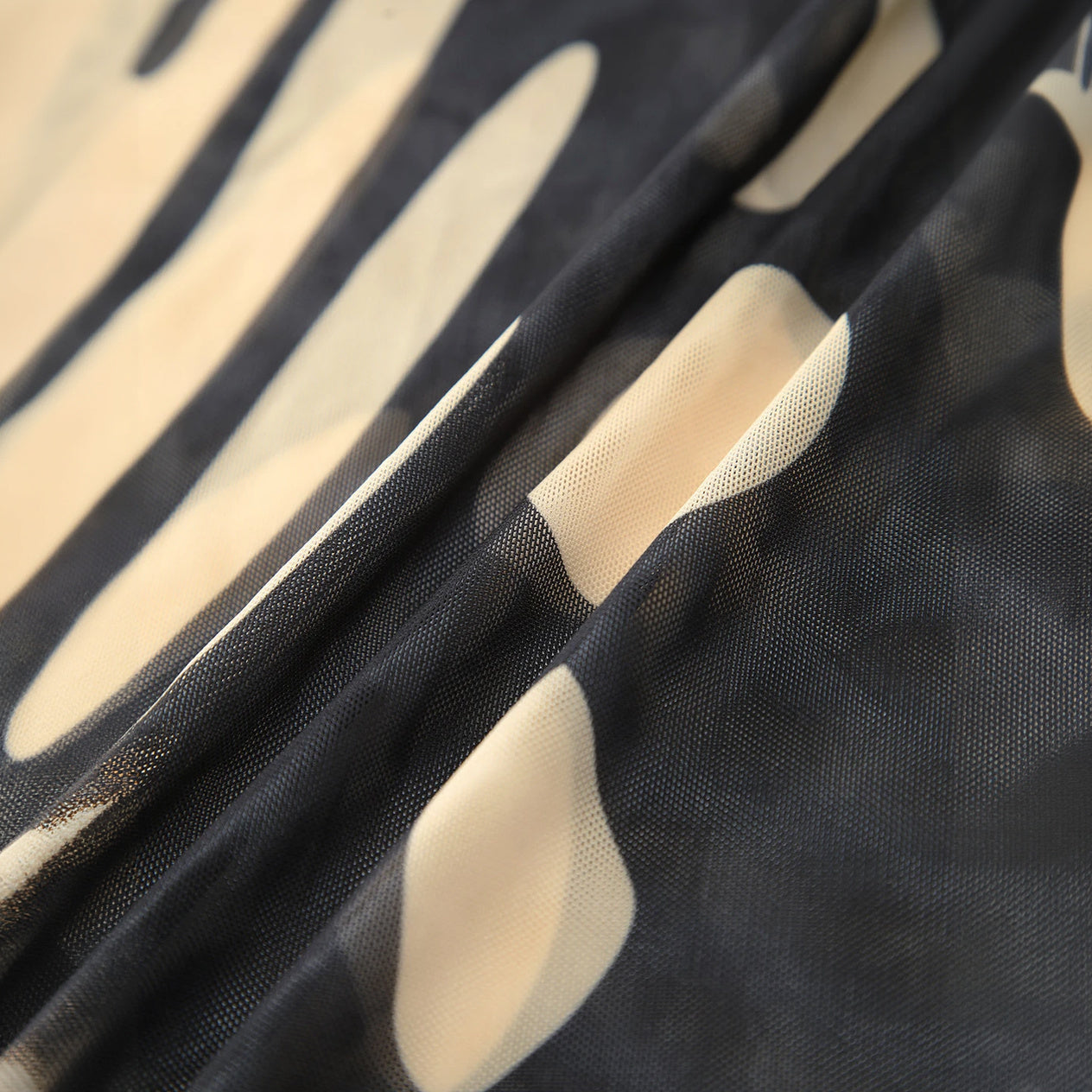 Women's Maxi Dress – Black Abstract Print, Keyhole Cutout, Sheer Polyester-78326-40322772-c55a-4b99-8f67-1139303a6faf