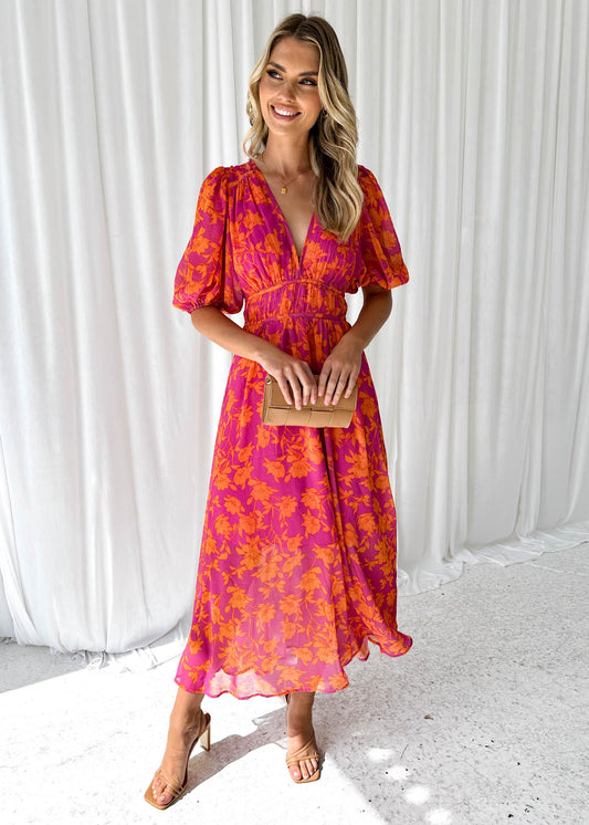 Women's Floral Maxi Dress – V-Neck, Short Sleeve, Flowy Silhouette, Sydney Wardrobe-83294-78cd39b5-1211-42ad-a84b-9fe4c05bea2e