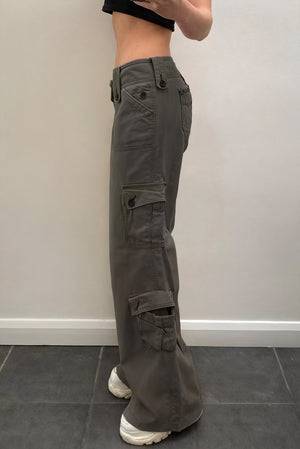 Women's High-Waisted Cargo & Wide-Leg Trousers – Olive Green, Black, Utilitarian & Classic Style-79792-9ad7ef6f-1ebd-440b-bcfe-40843aa93ba7