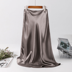 Women's Beige Satin Midi Skirt – High Waist, Flared Hem, Elegant-65289-7c3cc420-e1d3-4dec-bbbe-aa471da47e0b