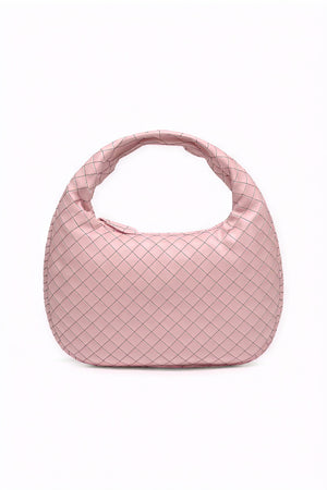 Women's Leather Handbag – Woven Intrecciato, Braided Handle, Crescent Shape-80030-fe561b93-8fb0-4a25-9c52-b5f012aa39fa