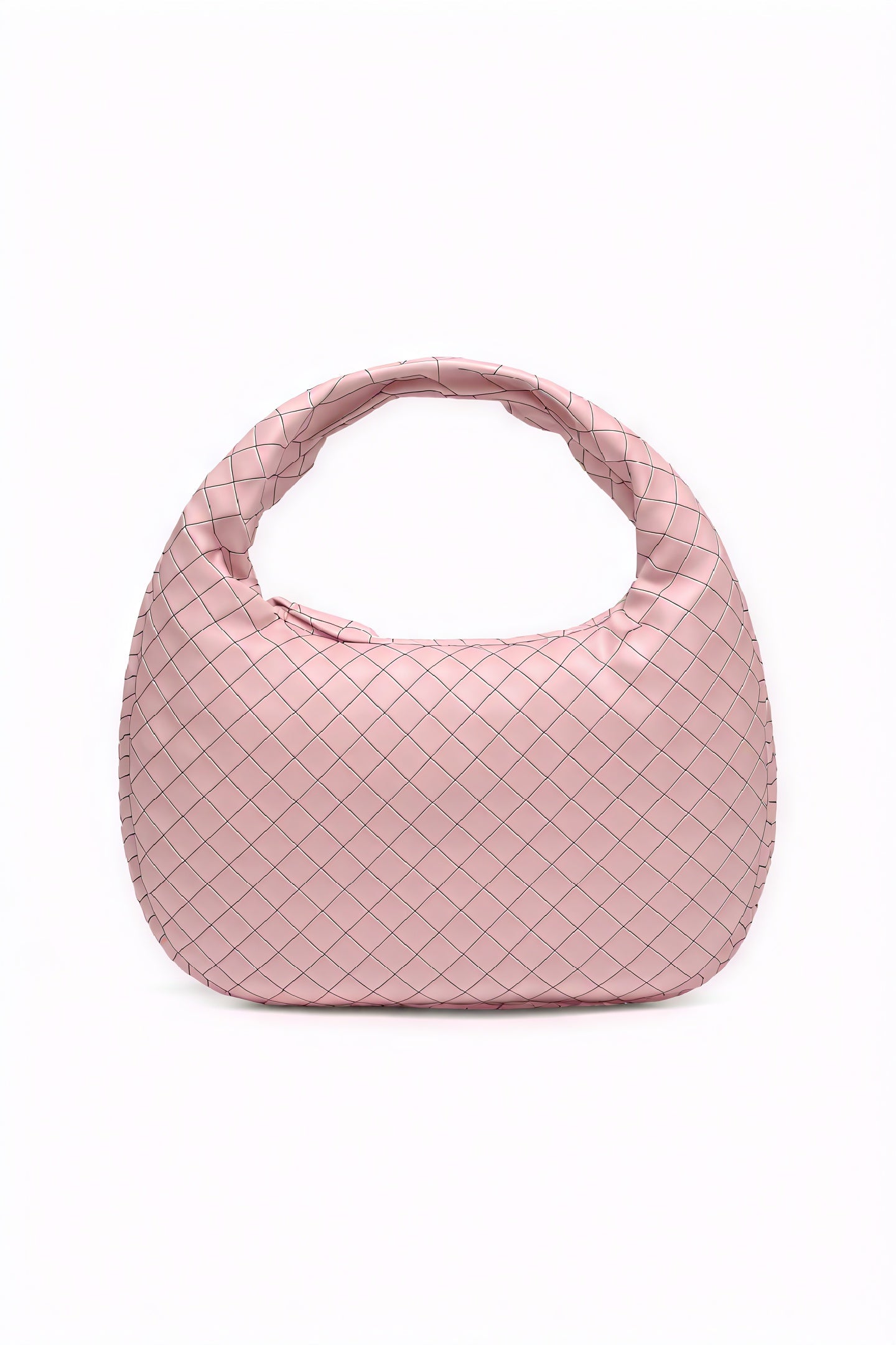 Women's Leather Handbag – Woven Intrecciato, Braided Handle, Crescent Shape-80030-fe561b93-8fb0-4a25-9c52-b5f012aa39fa