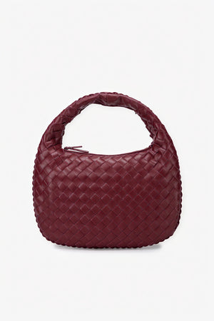 Women's Leather Handbag – Woven Intrecciato, Braided Handle, Crescent Shape-80030-7db83094-bb73-4787-8060-3d5c450c5159