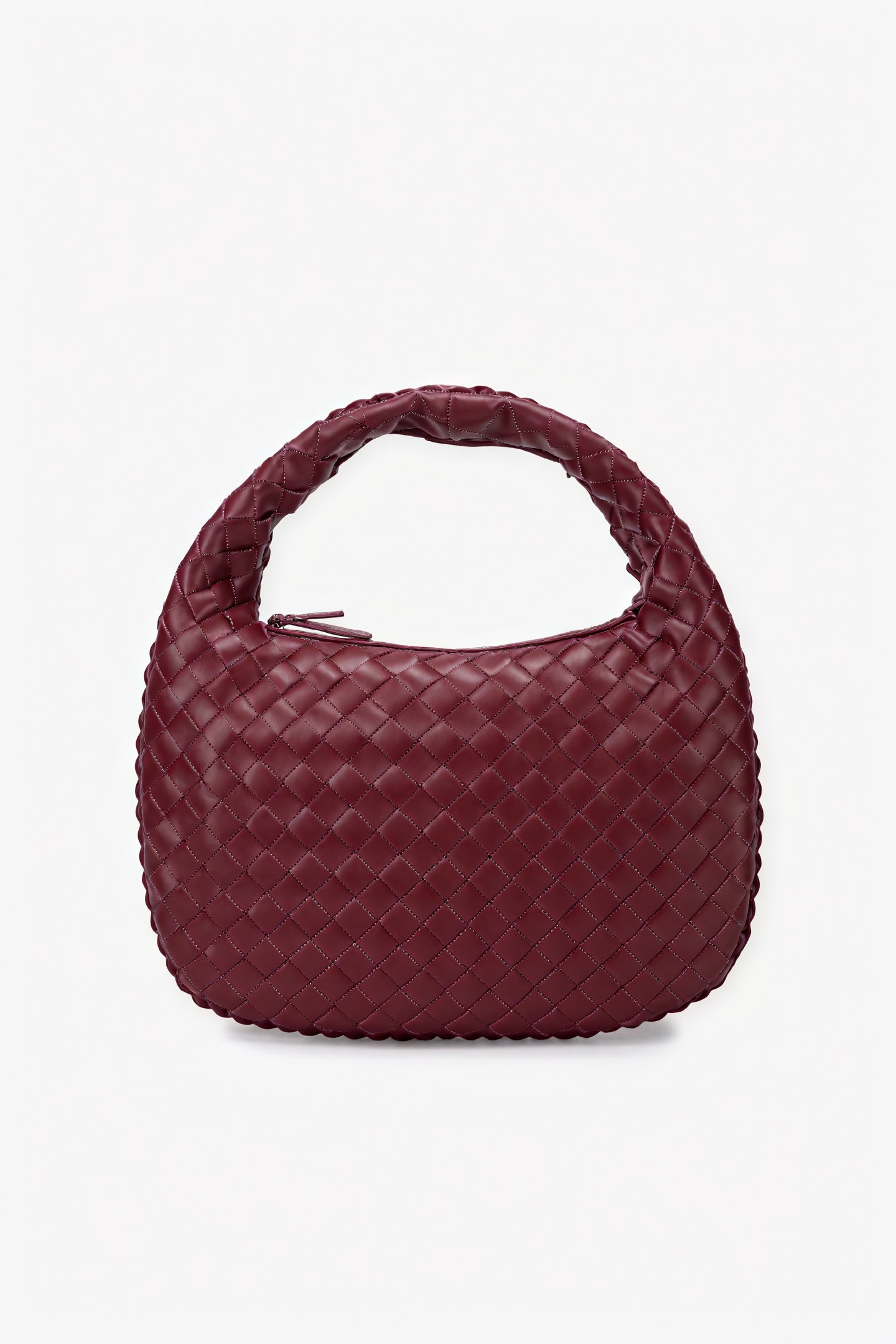 Women's Leather Handbag – Woven Intrecciato, Braided Handle, Crescent Shape-80030-7db83094-bb73-4787-8060-3d5c450c5159