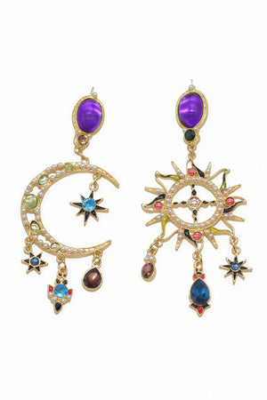 Women's Dangle Earrings – Sunburst Colorful Gemstone Gold Tone Statement-80800-21198888-51b4-433f-b0f4-cb06dfb5bab6