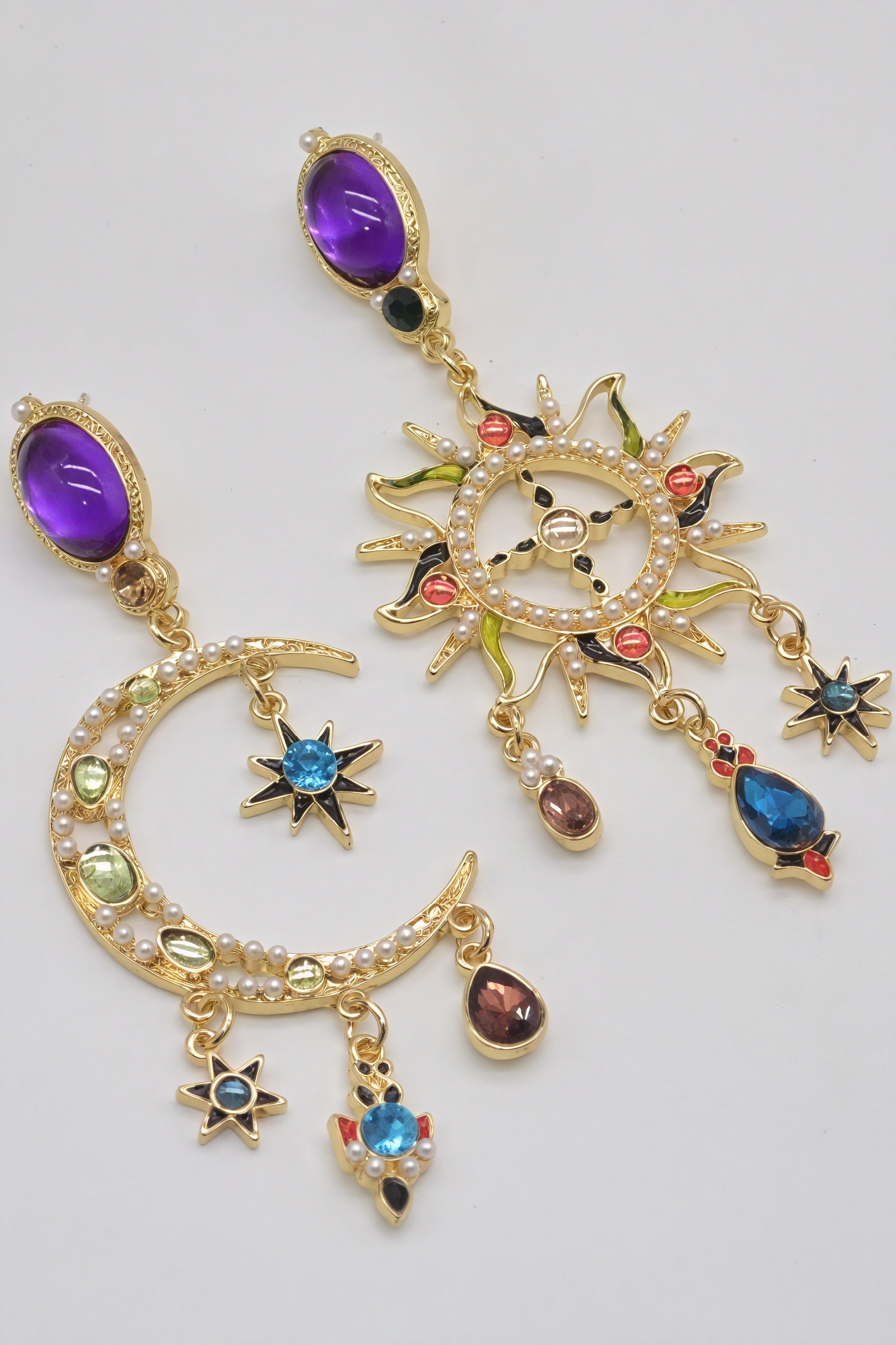 Women's Dangle Earrings – Sunburst Colorful Gemstone Gold Tone Statement-80800-0c638352-413e-4a2e-a4f5-45c7d4aeaf2b