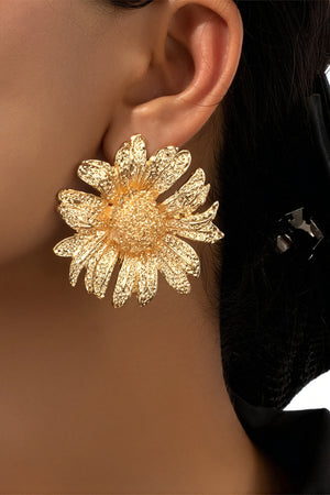 Women's Statement Earrings – Gold Daisy Flower, Textured Petals, Metal-80812-0c90632e-9b0b-47f0-99cf-184bdbba86a0