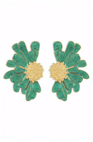 Women's Jewelry Green Enamel Flower Earrings Marbled Asymmetrical Design-80820-e90f099e-aca1-4df8-b333-abf51f84fb21