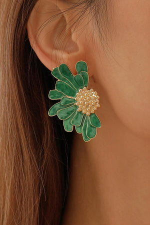 Women's Jewelry Green Enamel Flower Earrings Marbled Asymmetrical Design-80820-188d4208-565d-4f9f-8052-5421f6da47c3