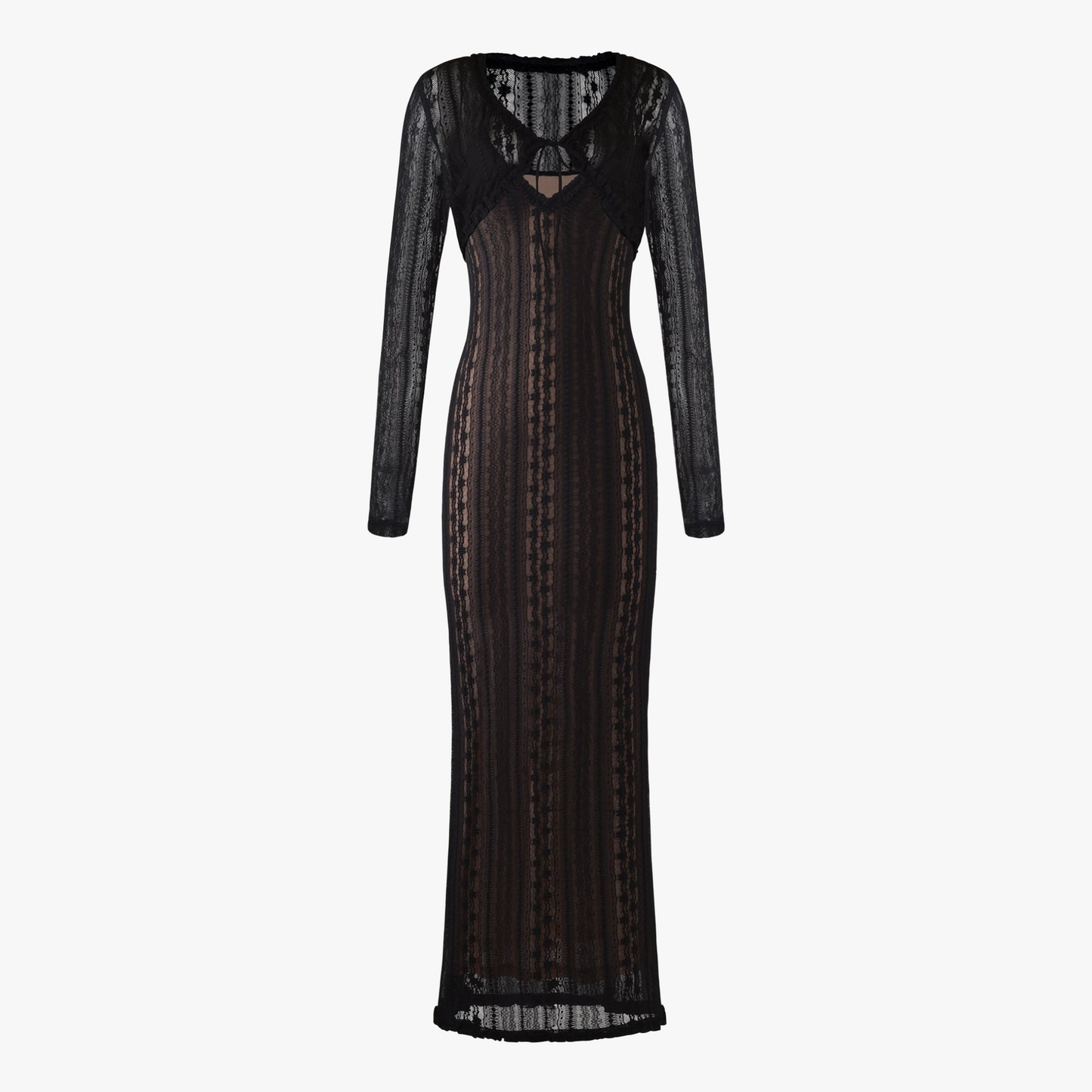 Women's Sheer Maxi Dress – V-Neck, Matching Bolero, Black/White-80915-a8bf3f16-ad31-481c-b7f4-be54deeebf99